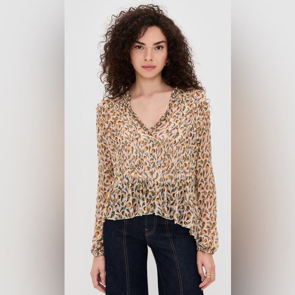 Ulla Johnson Robbie Silk Long Sleeve Front Tie Blouse In Swan 6